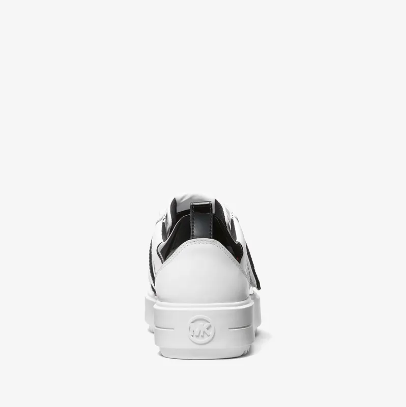 Michael Kors MK Emmett Two-Tone Logo Embellished Leather Trainers – Black/white (43R3EMFS1L-0018)