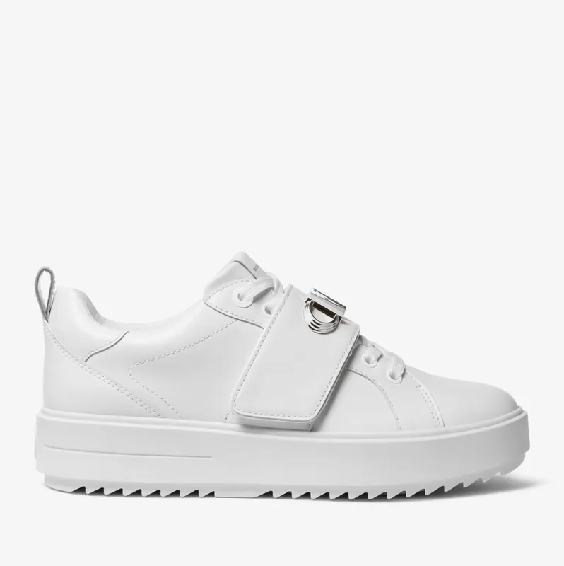 Michael Kors MK Emmett Logo Embellished Leather Trainers – Optic White (43R3EMFS2L-1999)
