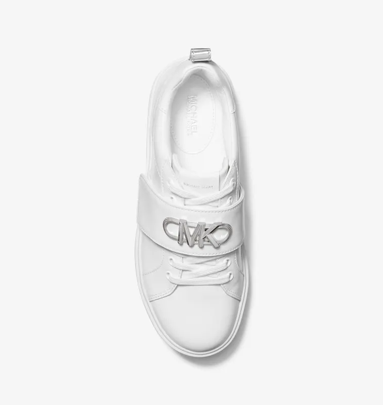 Michael Kors MK Emmett Logo Embellished Leather Trainers – Optic White (43R3EMFS2L-1999)