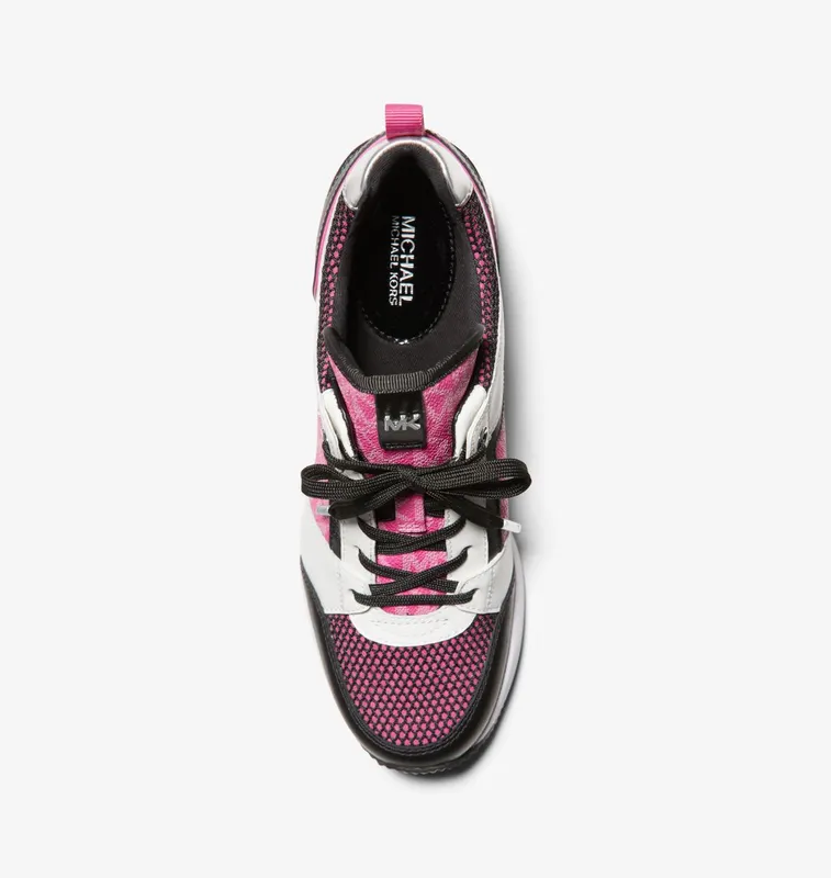Michael Kors MK Georgie Mixed-Media Trainer – Cerise Multi (43R3GEFS1L-4898)