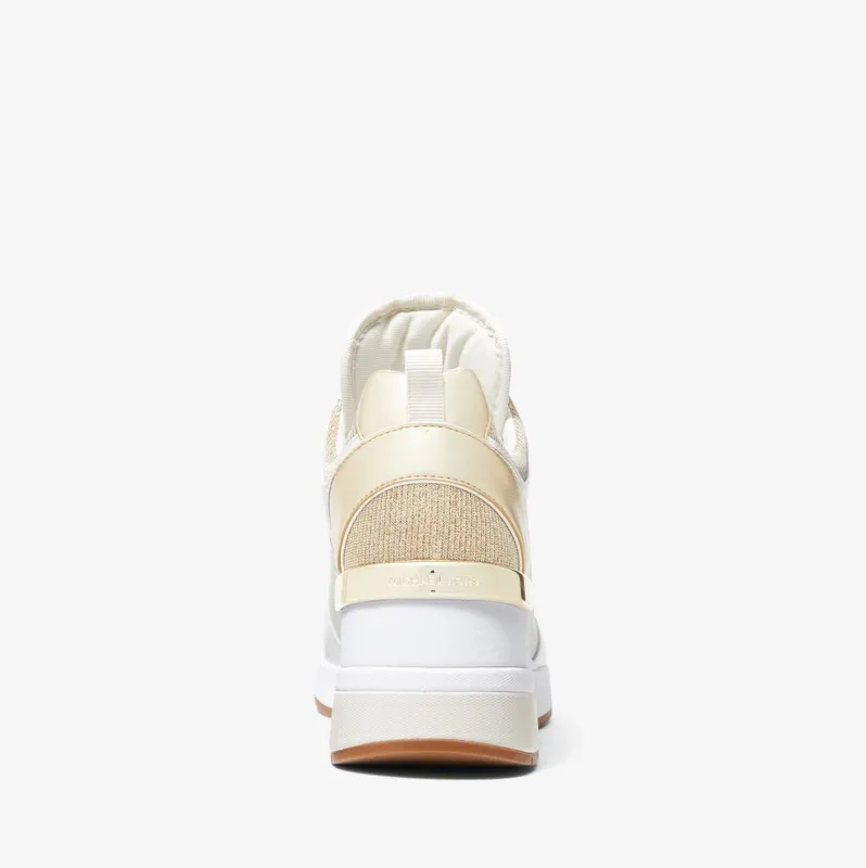 Michael Kors MK Georgie Leather and Glitter Chain-Mesh Trainer – Pale Gold (43R3GEFS2D-0705)