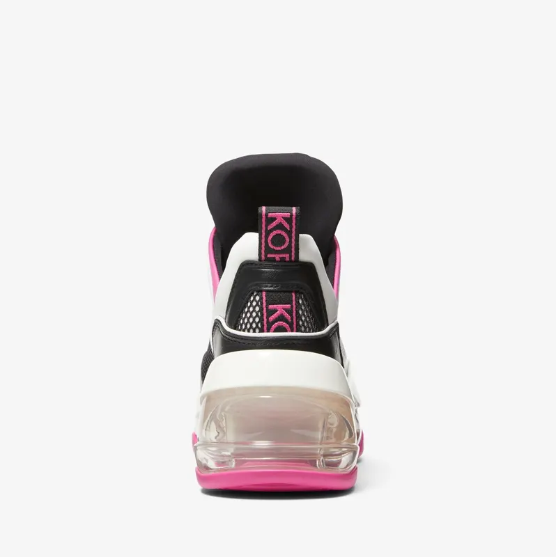 Michael Kors MK Olympia Extreme Leather and Scuba Trainer – Cerise Multi (43R3OLFS4D-4898)