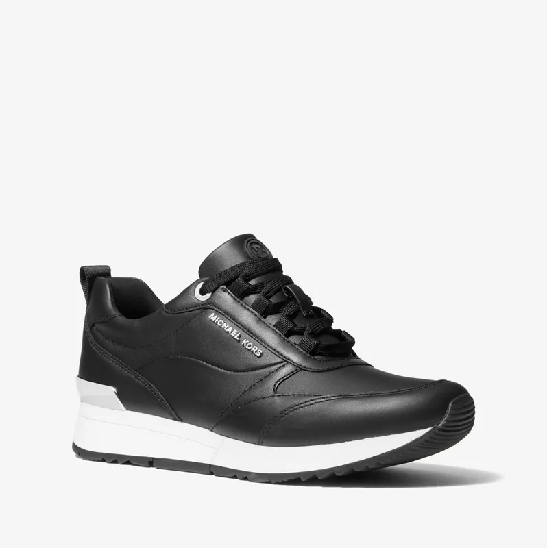 Michael Kors MK Allie Stride Leather and Nylon Trainer – Black (43S2ALFS1L-0001)
