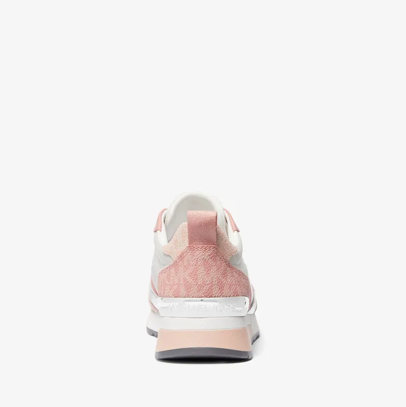 Michael Kors MK Allie Stride Two-Tone Logo and Nylon Trainer – Pink Multi (43S3ALFS3D-4751)