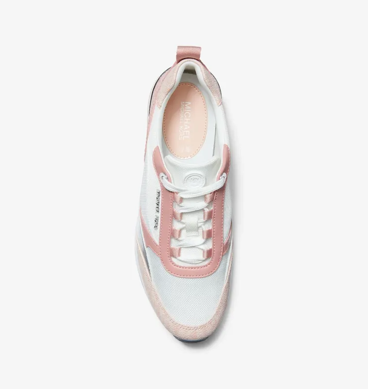 Michael Kors MK Allie Stride Two-Tone Logo and Nylon Trainer – Pink Multi (43S3ALFS3D-4751)