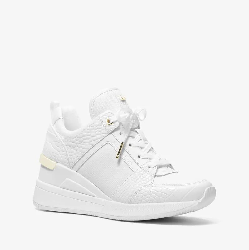 Michael Kors MK Georgie Leather and Canvas Trainer – Optic White (43S3GEFS2D-1999)