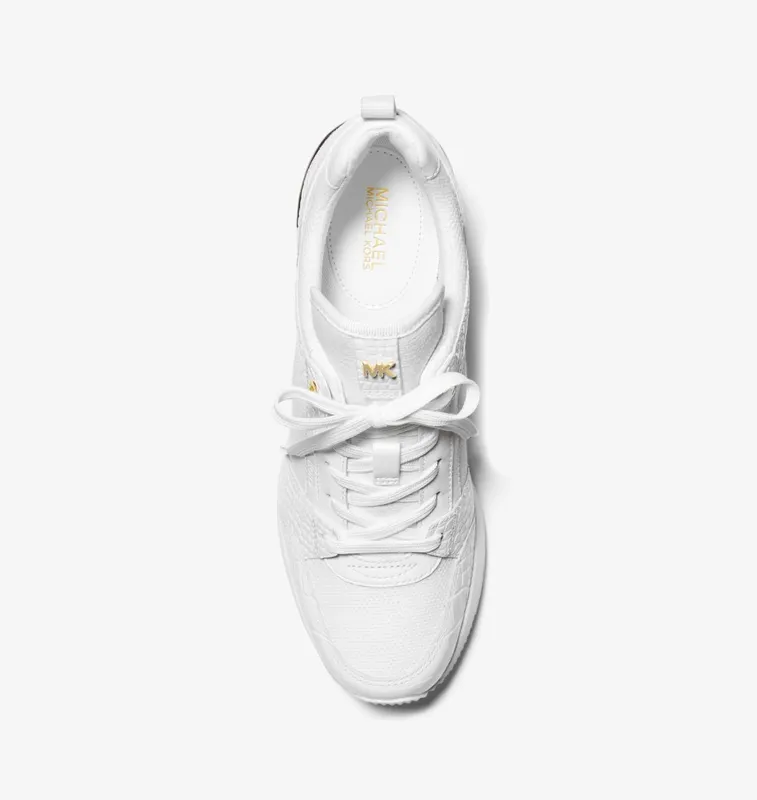 Michael Kors MK Georgie Leather and Canvas Trainer – Optic White (43S3GEFS2D-1999)