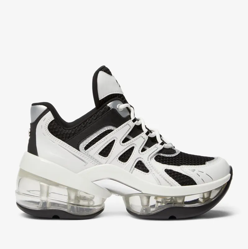 Michael Kors MK Olympia Sport Extreme Leather and Mesh Trainer – Black/white (43S3OLFS1D-0018)
