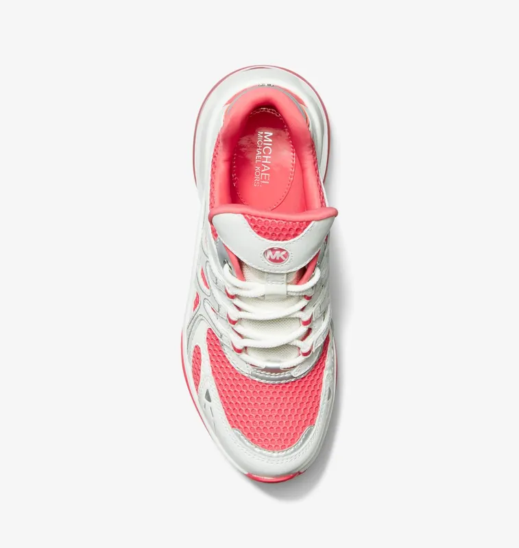 Michael Kors MK Olympia Sport Extreme Leather and Mesh Trainer – Geranium Multi (43S3OLFS2D-9753)