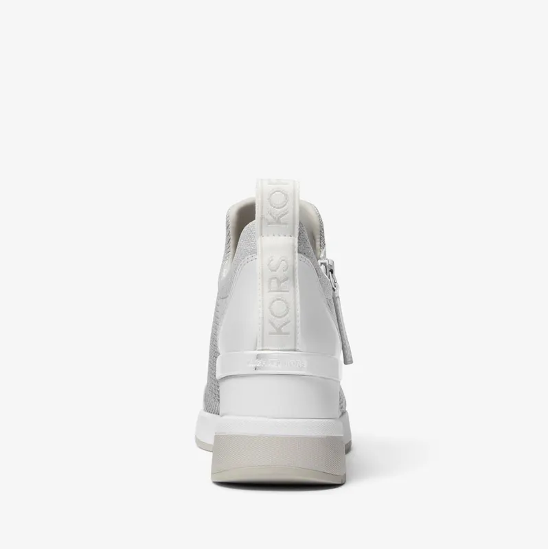 Michael Kors MK Willis Metallic Stretch Knit Trainer – Silver (43S3WIFS3D-0040)