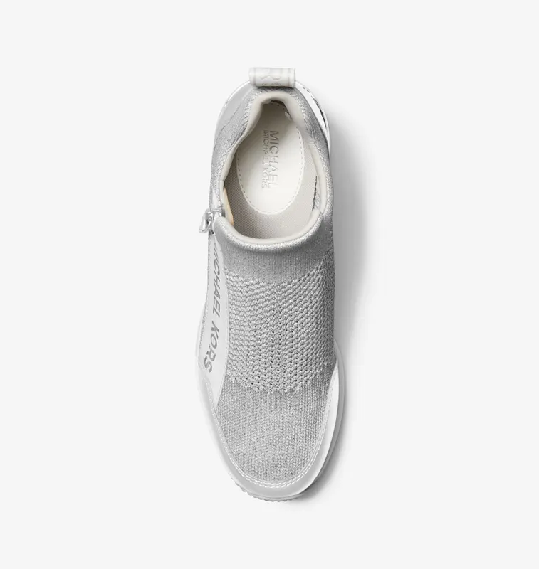 Michael Kors MK Willis Metallic Stretch Knit Trainer – Silver (43S3WIFS3D-0040)