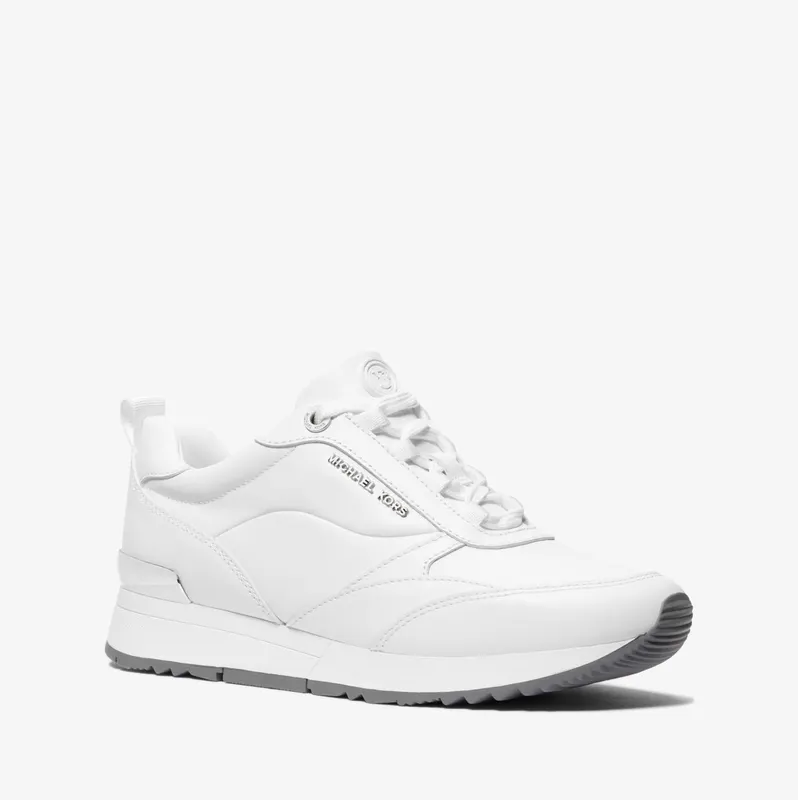Michael Kors MK Allie Stride Leather and Nylon Trainer – Optic White (43T2ALFS3L-1999)