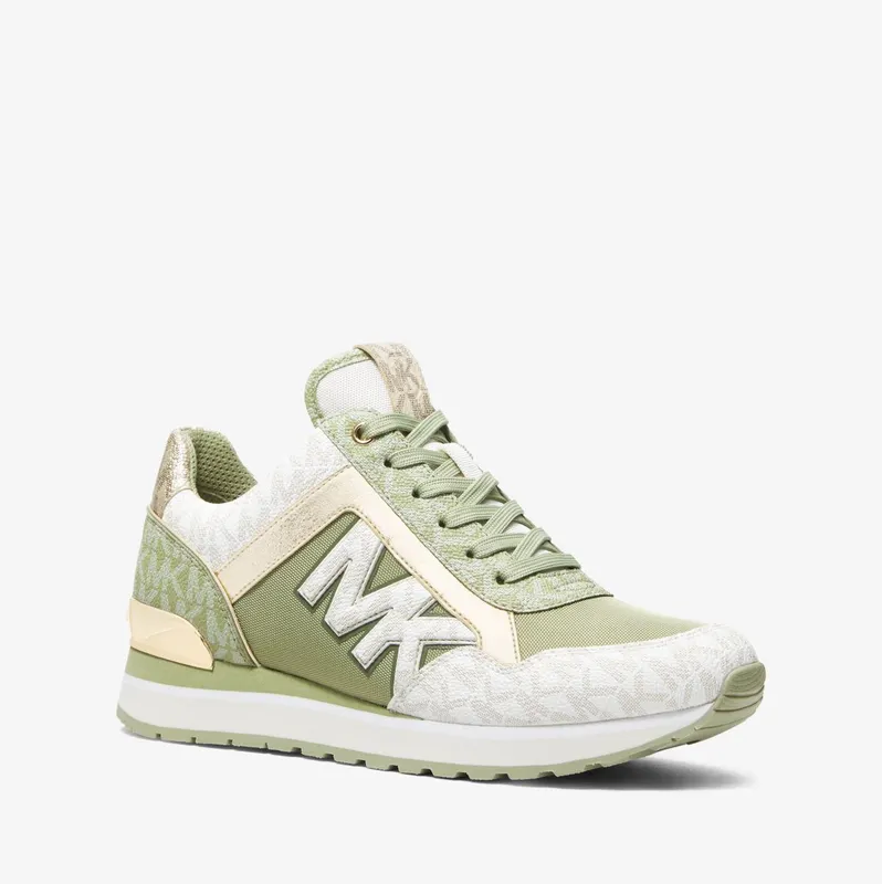 Michael Kors MK Maddy Two-Tone Logo and Mesh Trainer – Lt Sage Mlti (49R2MAFS3D-2733)