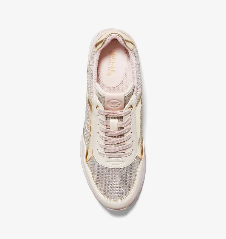 Michael Kors MK Maddy Leather and Glitter Chain-Mesh Trainer – Wht Rainbow (49S2MAFS3D-6650)