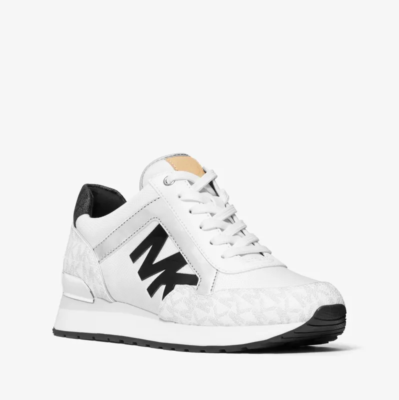 Michael Kors MK Maddy Two-Tone Logo Trainer – Bright Wht (49T0MAFS3D-3535)