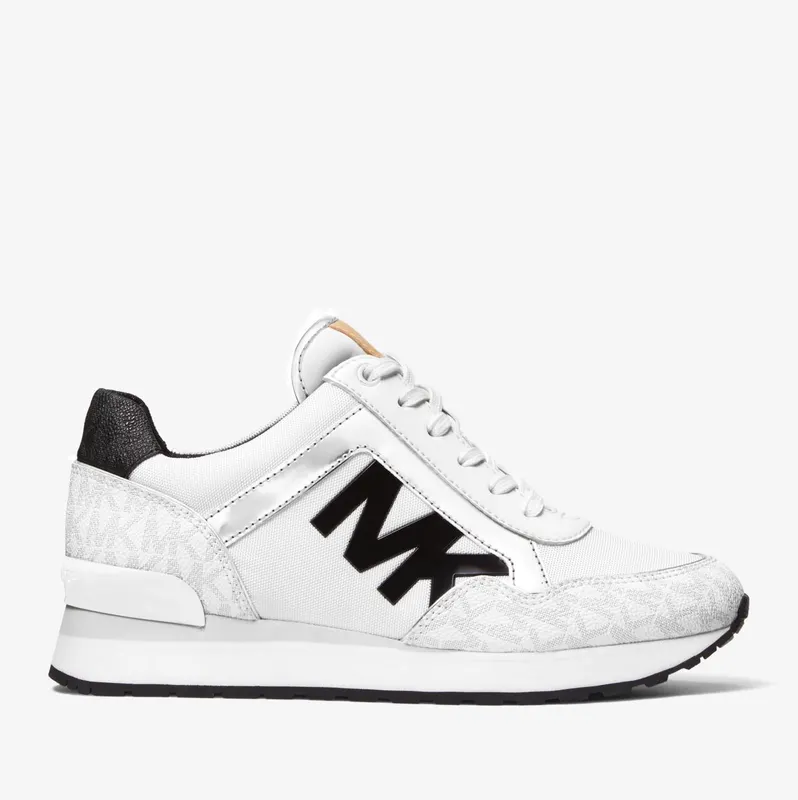Michael Kors MK Maddy Two-Tone Logo Trainer – Bright Wht (49T0MAFS3D-3535)