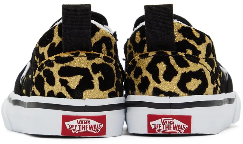 Vans Baby Black & Gold Leopard Slip-On V Sneakers (VN000UBSABS1)