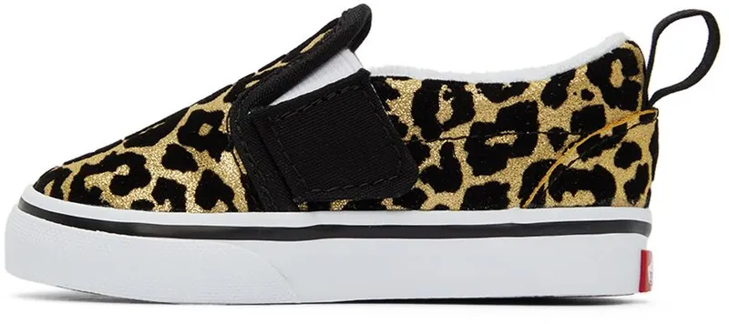 Vans Baby Black & Gold Leopard Slip-On V Sneakers (VN000UBSABS1)