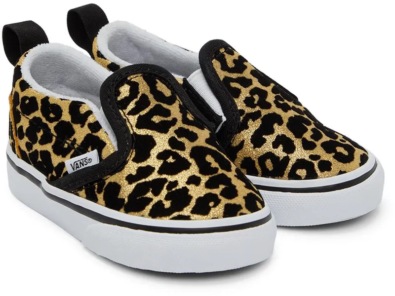 Vans Baby Black & Gold Leopard Slip-On V Sneakers (VN000UBSABS1)