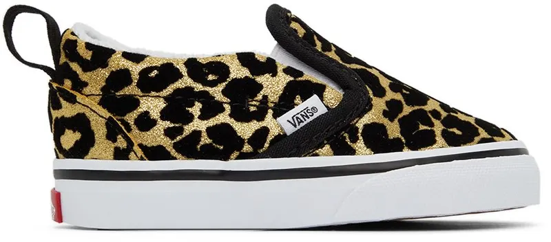 Vans Baby Black & Gold Leopard Slip-On V Sneakers (VN000UBSABS1)