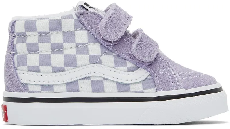 Vans Baby Purple & White Checkerboard Sk8-Mid Reissue V Sneakers (VN00018WARV1)
