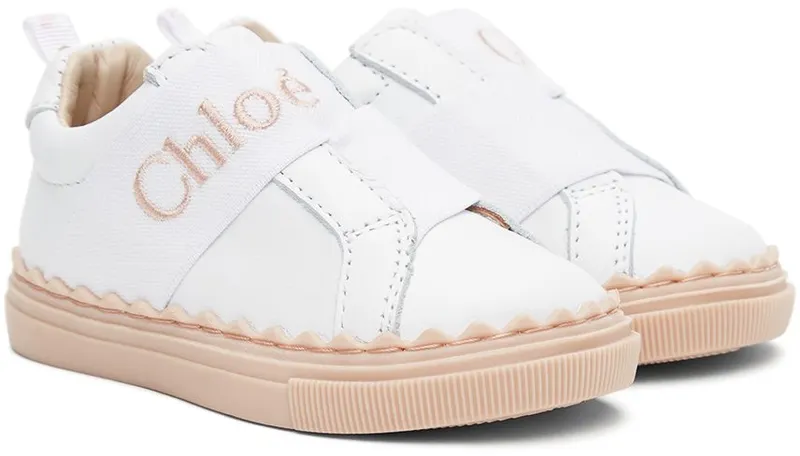 Chloé Baby White Leather Lauren Sneakers (C09030)