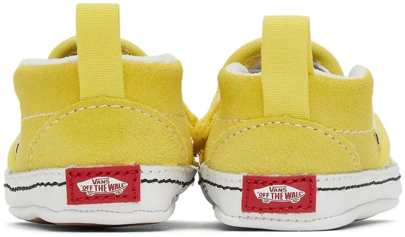 Vans Baby Yellow & White Checkerboard Slip-On V Crib Sneakers (VN0A2XSLABP1)