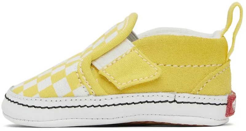 Vans Baby Yellow & White Checkerboard Slip-On V Crib Sneakers (VN0A2XSLABP1)