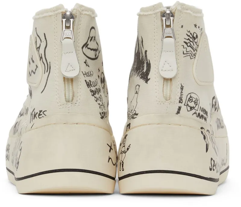R13 Beige Double Grommet Kurt High-Top Sneakers (R13S5030M-S047C)