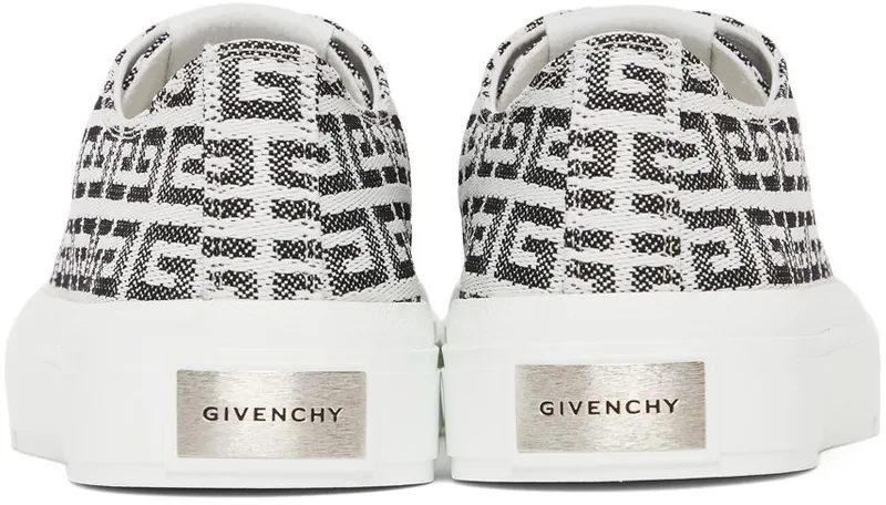 Givenchy Black & White 4G Jacquard City Sneakers (BH006DH158)