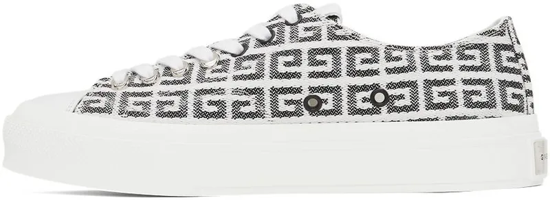 Givenchy Black & White 4G Jacquard City Sneakers (BH006DH158)