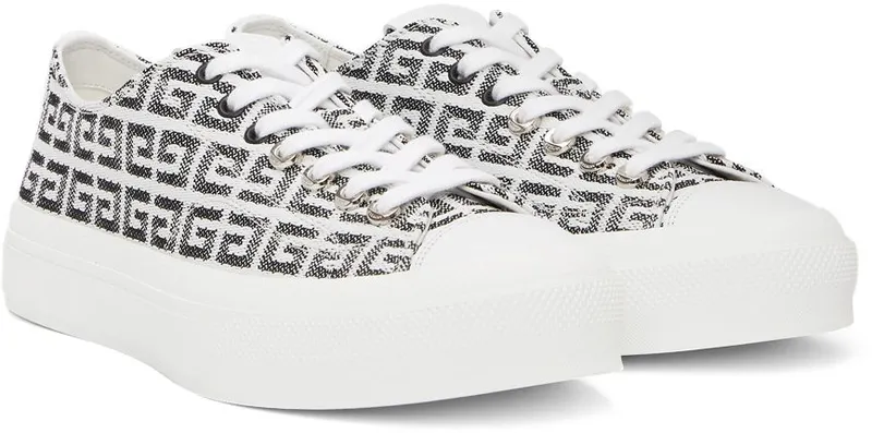 Givenchy Black & White 4G Jacquard City Sneakers (BH006DH158)
