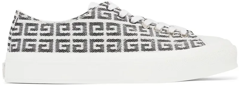 Givenchy Black & White 4G Jacquard City Sneakers (BH006DH158)