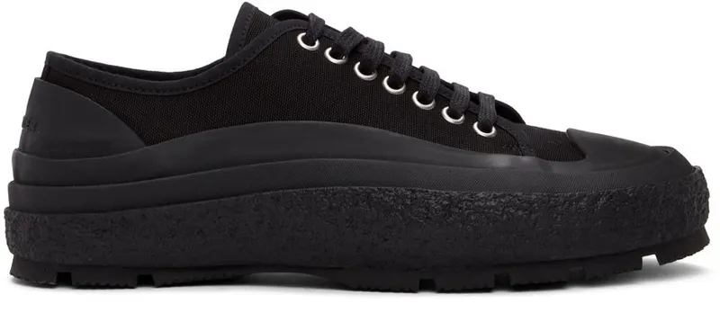 Jil Sander Black Canvas Low-Top Sneakers (JI37520A_15605)