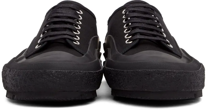 Jil Sander Black Canvas Low-Top Sneakers (JI37520A_15605)