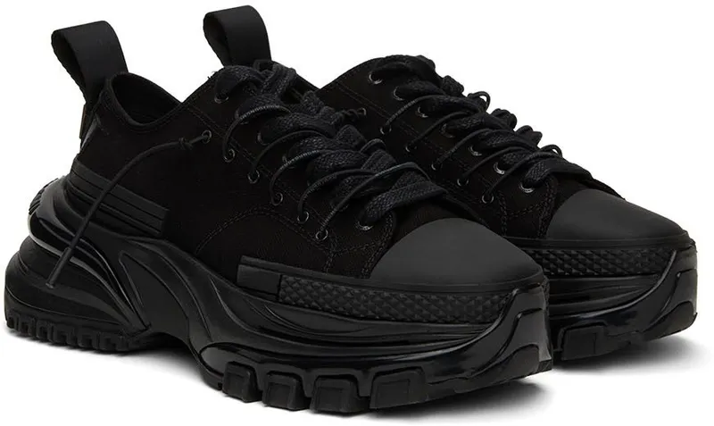 Wooyoungmi Black Double Lace Low-Top Sneakers (W221SU02)