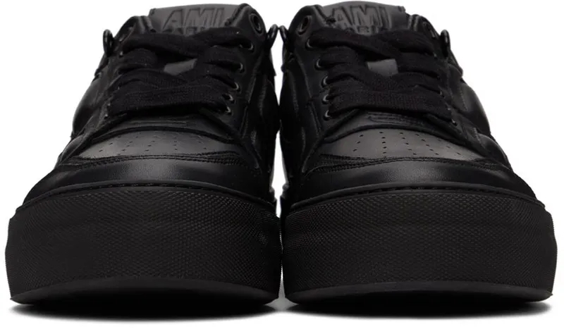 AMI Alexandre Mattiussi Black Leather Ami de Cœur Low-Top Sneakers (USN414.857)