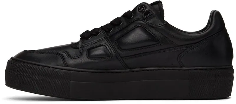 AMI Alexandre Mattiussi Black Leather Ami de Cœur Low-Top Sneakers (USN414.857)