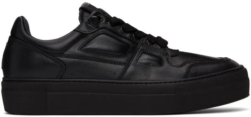 AMI Alexandre Mattiussi Black Leather Ami de Cœur Low-Top Sneakers (USN414.857)