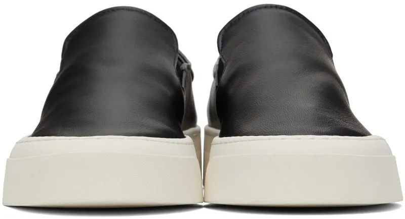 The Row Black Leather Marie H Slip-On Sneakers (F1179-N60)