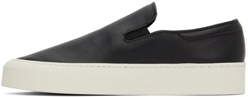 The Row Black Leather Marie H Slip-On Sneakers (F1179-N60)