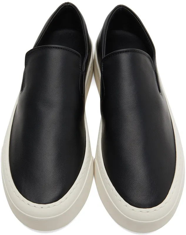The Row Black Leather Marie H Slip-On Sneakers (F1179-N60)