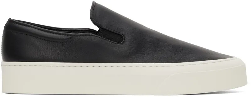 The Row Black Leather Marie H Slip-On Sneakers (F1179-N60)