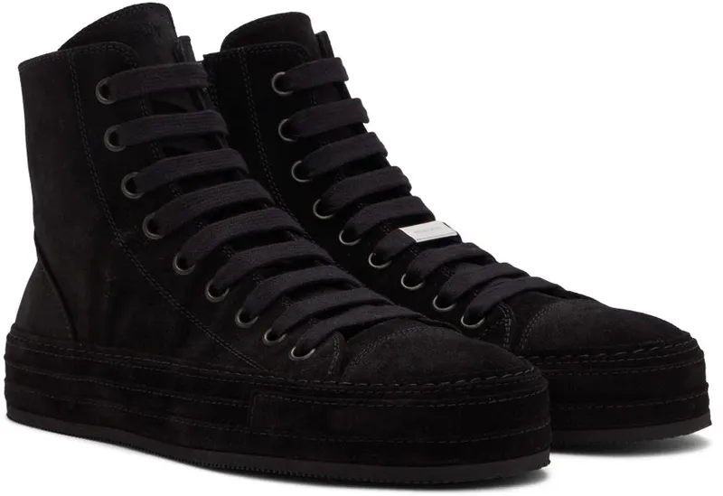 Ann Demeulemeester Black Suede Raven Sneakers (2201-M-N01-375-099)
