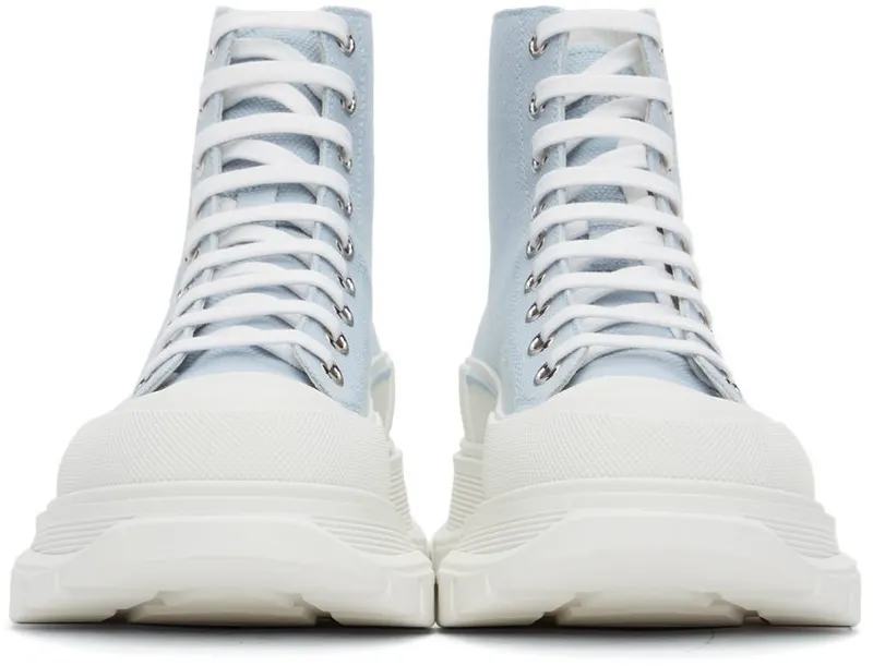 Alexander McQueen Blue & White Tread Slick High Sneakers (604254W4SX14530)