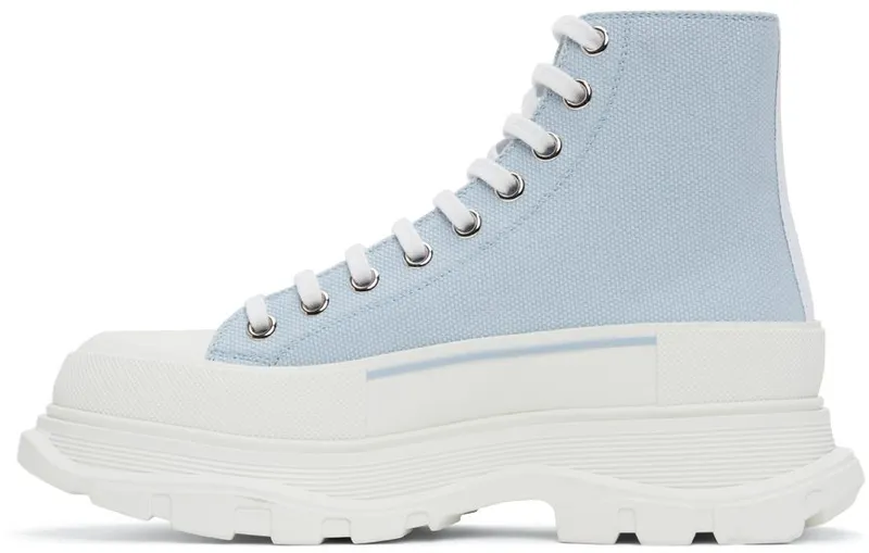 Alexander McQueen Blue & White Tread Slick High Sneakers (604254W4SX14530)