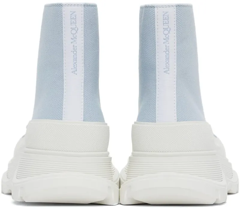 Alexander McQueen Blue & White Tread Slick High Sneakers (604254W4SX14530)