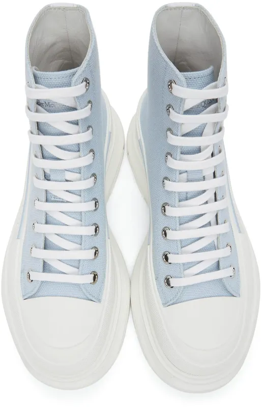 Alexander McQueen Blue & White Tread Slick High Sneakers (604254W4SX14530)