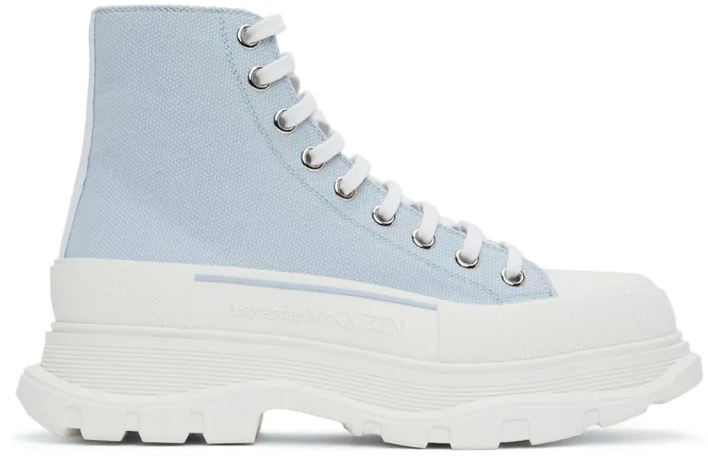 Alexander McQueen Blue & White Tread Slick High Sneakers (604254W4SX14530)
