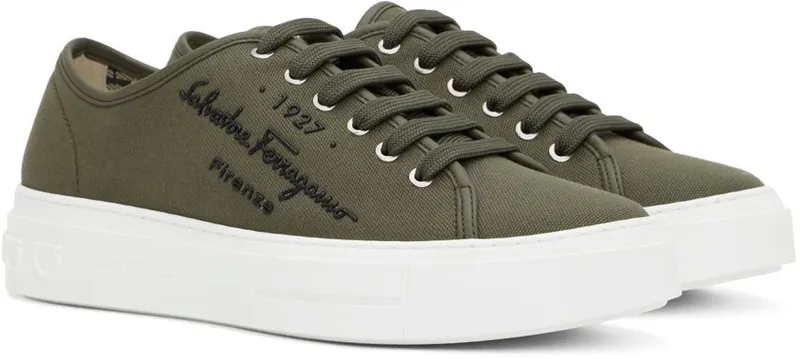 Salvatore Ferragamo Green Recycled Cotton Sneakers (753484 020709023)